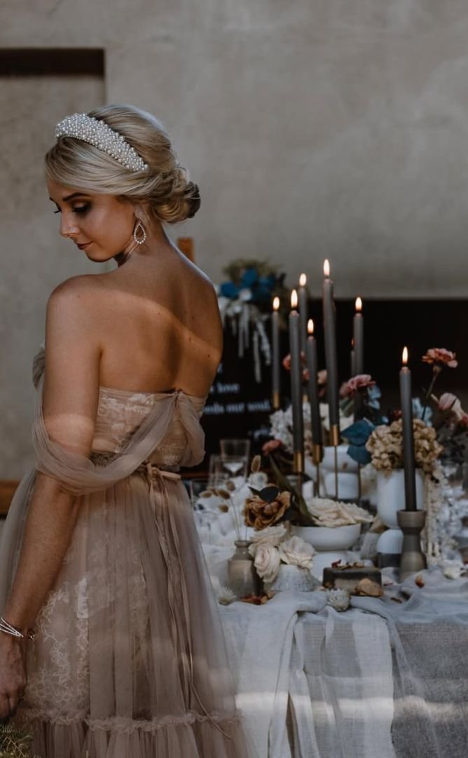 Elegant bridal updo with hair accessory